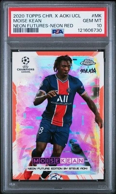 Moise Kean 2020-21 Topps Chrome Steve Aoki Neon Future Neon Red (4/5) PSA 10 - Image 1 of 2