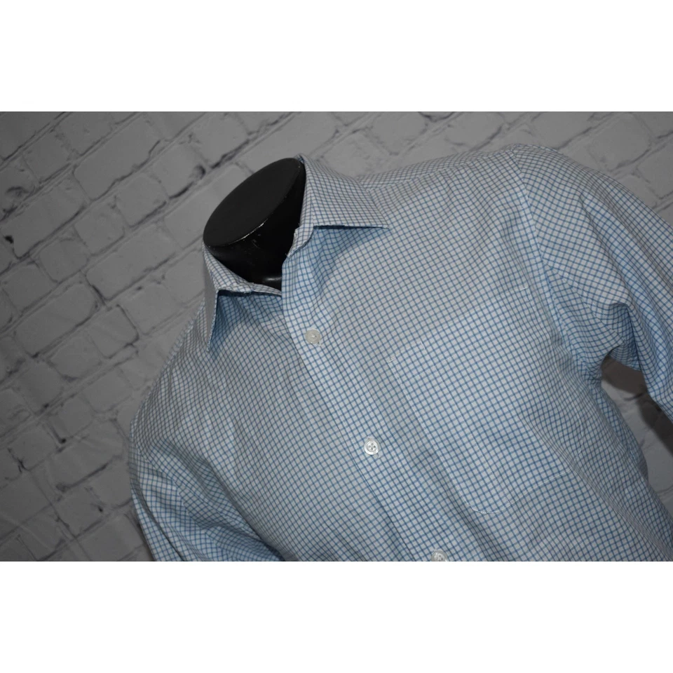 Duluth Trading Co Work Dress Shirt Mens Size Small Blue Plaid Front Pocket  - Image 1 of 4