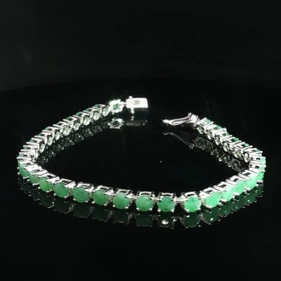 Emerald Tennis 925 Silver Bracelet - Image 1 of 4