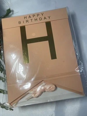 Peach & Gold H Happy Birthday Banner Kit • Party Decor • New • Letter H - Image 1 of 2