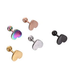 1Pc Stainless Steel Love Heart Ear Helix Cartilage Body Piercing Earrings St.JN - Picture 1 of 14