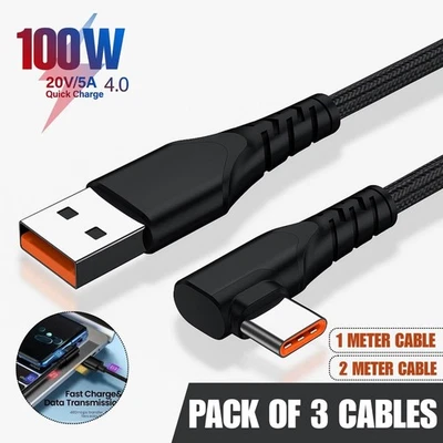 90 Degree Data Right Angle PD 100W Fast Charging USB to Type C Charging Cable - Image 1 of 4
