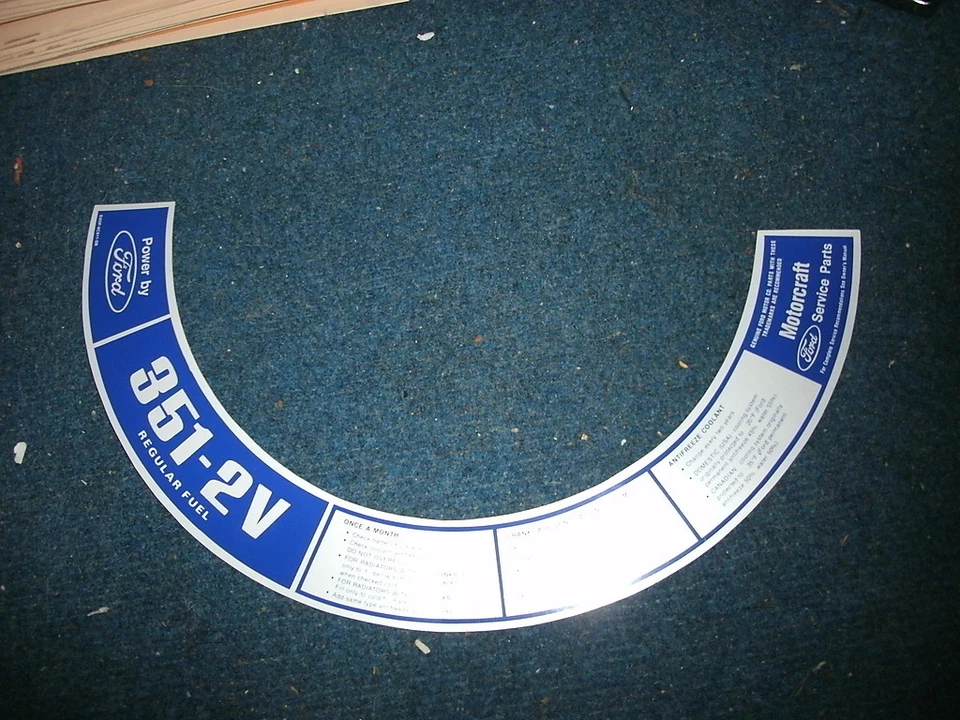 Ford Torino Gran Torino Ranchero 351C 1972 2BBL filtro de aire tapa superior calcomanía D2of Foto 1 de 1