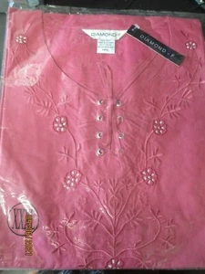 EMBROIDERED COTTON TOP KURTA YOGA TUNIC size 3XL 52 - Bild 1 von 2