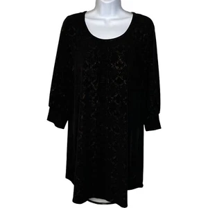 Ellen Tracy schwarz dezentes Schlangenleder Print Tunika Top große gebänderte Ärmel  - Bild 1 von 8