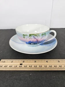 Noritake Chikaramachi Hand Painted Lustre Cup & Saucer Beautiful Scenery Japan  - Foto 1 di 8