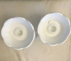 Pair Of White Milk Glass Candle Holder Grape & Leaf 4” - Picture 1 of 2