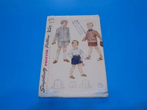 Traje y gorra vintage de los años 40 con patrón de costura Simplicity 3115 para niños pequeños talla 3 - Imagen 1 de 3