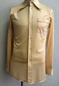 Camisa Cuello Punta Lanza Amarilla Años 60 Años 70 Vintage Estilo Disco Poliéster 36-38 - Imagen 1 de 4
