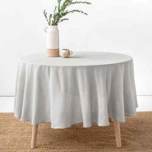 100% Pure Linen Solid Color Round Table Cover,Natural Fabric Tablecloth Decor - Picture 1 of 36