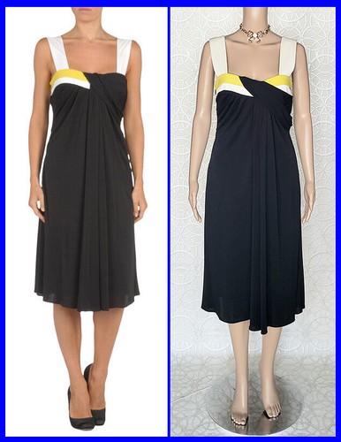 NUOVO GUCCI ABITO IN JERSEY STRETCH DRAPPEGGIATO NERO 42 8