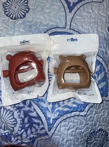 Qty 2 Baby Teething Chew Toys Silicone Wearable Mittens For Infants 3 Months+ - Picture 1 of 6