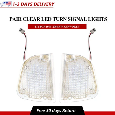 Pair Clear LED Turn Signal Lights Fits 1986-2008 KW Kenworth K300 T300 T330 T600 Foto 1 de 4