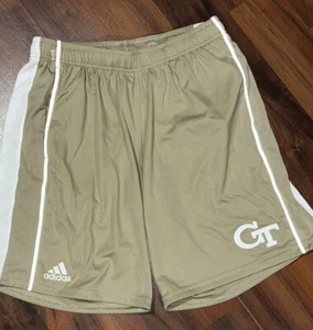 Adidas GT Georgia Tech Basketball Shorts Mens Beige College Size M - Picture 1 of 9