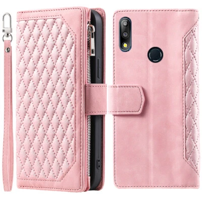 Zenfone Max Pro (M2) ZB631KL Estuche Billetera Romboidal Cuero Cremallera Abatible Estuche para Tarjetas Foto 1 de 4