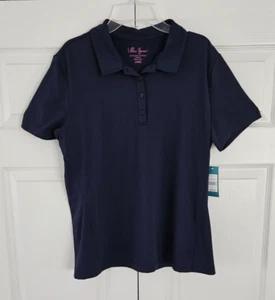 Lillie Green Womens Large Short Sleeve Golf Polo Shirt Solid Navy Eclipse NWT - Picture 1 of 8