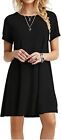 MOLERANI Women's Casual Plain  Simple T-Shirt Loose Dress,  Black, Size Medium M