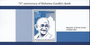 SÜDSUDAN 2024 NEU 75. Jahrestag Gandhi Block - kostenloser Versand USA - Bild 1 von 1
