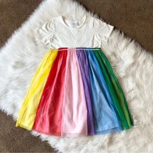 Hanna Andersson NWT Rainbow Dress In Soft Tulle 12 - Picture 1 of 4