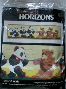 Monarch Horizons TUG OF WAR Bears Longstitch 1985 Vintage Needlework Kit LS 102 - Picture 1 of 3