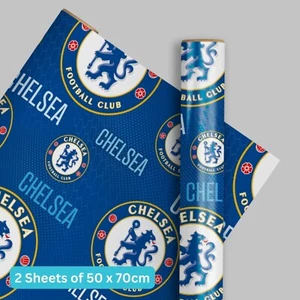 Birthday Wrapping Paper | Chelsea FC | 2 Sheets & 2 Tags | Kids Gift Wrap - Picture 1 of 4