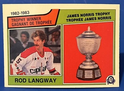 1983-84 O-Pee-Chee Rod Langway Norris Trophy Card #207 Washington Capitals OPC - Image 1 of 2