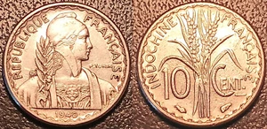 Indocina Francese - 10 Cent. 1940 Nichel Parte Superiore! Lec #178 - Picture 1 of 1