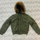 Vintage Schott Nyc Military Army Green Bomber Jacket Coat Large Used