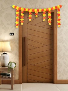 Artificial Marigold Fluffy Flower Garland Door Hanging For Decoration - Picture 1 of 4
