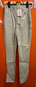 MISSGUIDED Croc Slim Leg Trousers, Cream, Size UK 10, New, b196 - Picture 1 of 3