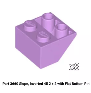 NEW Lego x8 Slope Inverted Brick Slope Brick 45 2x2 Medium Lavender 3660 6223452 - Picture 1 of 1