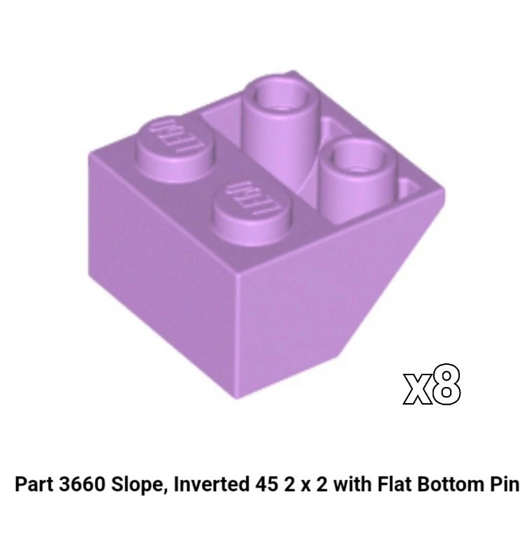 NEW Lego x8 Slope Inverted Brick Slope Brick 45 2x2 Medium Lavender 3660 6223452 - Image 1 of 1