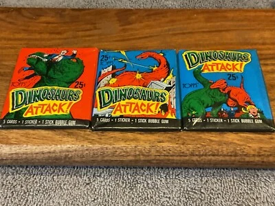 1988 Topps Dinosaurs Attack wax pack lot 3 packs 5 cards per pack  - Image 1 of 4