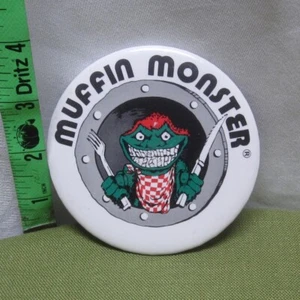 MUFFIN MONSTER Knopf Abwasserschleifer Pinback Irvine Abwasserbehandlung 1990er Jahre - Bild 1 von 2