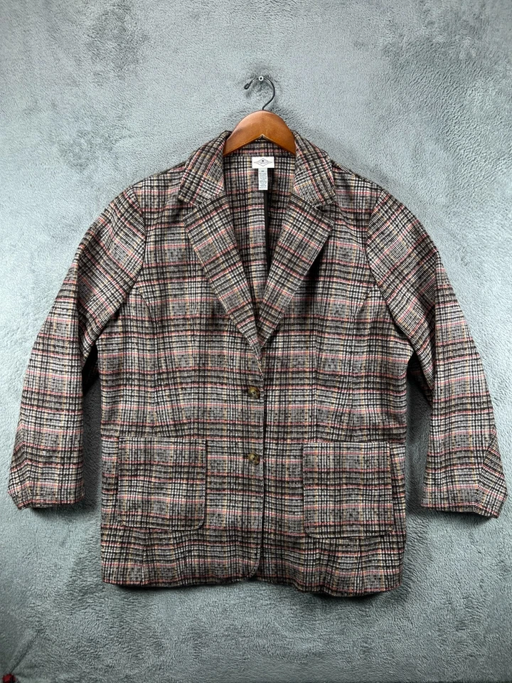 Blazer Chaquetas St Johns Bay Mujer 16 Pata de Gallo Marrón Mezcla de Lana Abrigo Damas Foto 1 de 4