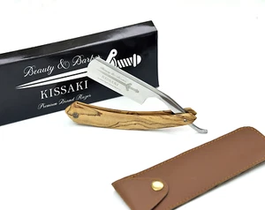 B&B PRO SHAVING STRAIGHT RAZOR FOR MEN GERMAN HIGH SPEED STEEL + OLIVE WOOD - Picture 1 of 10
