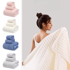 3-teiliges Candy Fleece Handtuch Set - Bad-, Hand- & Gesichtstücher in mehreren Farben USA - Bild 1 von 28
