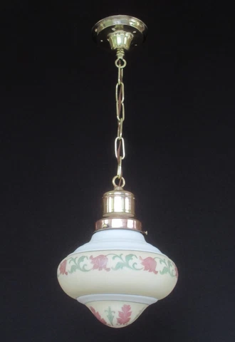 Restored/Rewired Vintage School House Fixture w/ Art Deco Stenciled Shade  FX330 Cover