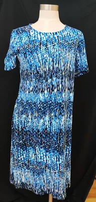 VESTIDO RAFAELLA AZUL ABIGARRADO CON DETALLES METALIZADOS Foto 1 de 4