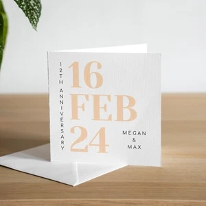 Tarjeta Personalizada 12 Aniversario Boda Esposa Seda Aniversario Regalo Marido - Imagen 1 de 2