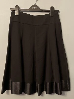 M&S  Limited Collection Black Panel Skirt With Silk Trim Size 8 - Image 1 of 4