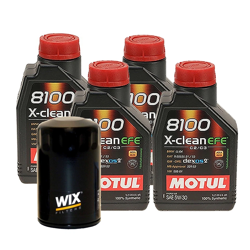 Kit de cambio de aceite de motor filtro Wix 4L Motul 8100 X-CLEAN EFE 5W30 para Mazda 626 MX6 Foto 1 de 1