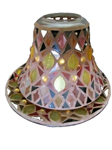 2010 Yankee Candle Fall Glass Mosaic Leaf Shade & Plate Autumn Topper - Picture 1 of 8