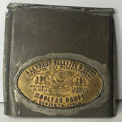 Antique Despatch Box Nameplate Allibhoy Valighee & Sons Unjab India • 61£