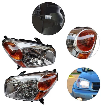 Headlights Headlamps Left & Right Pair Set for 2004 - 2005 Toyota Rav4 RAV 4 - Imagem 1 de 4