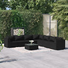 8 Piece Garden  Set With Cushions Poly Rattan Black N4r3