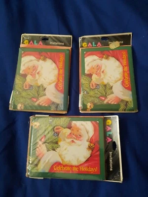 Tarjetas de invitaciones de fiesta de Navidad GALA 1988 3 paquetes 8 sobres rojos de árbol de Santa  Foto 1 de 4