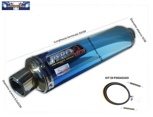 Marmitta moto Pyro Tech con kit fissaggio blu sfumata da 54 cm - Imagen 1 de 1