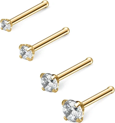 22G 1,5 мм 2 мм 2,5 мм 3 мм круглый бриллиант CZ нос кости запонки кольца Pin пирсинг драгоценности - Изображение 1 из 4