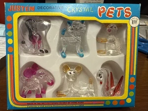 Juego de 6 piezas vintage años 70 decorativo plástico cristal mascotas Hong Kong nuevo - Imagen 1 de 8